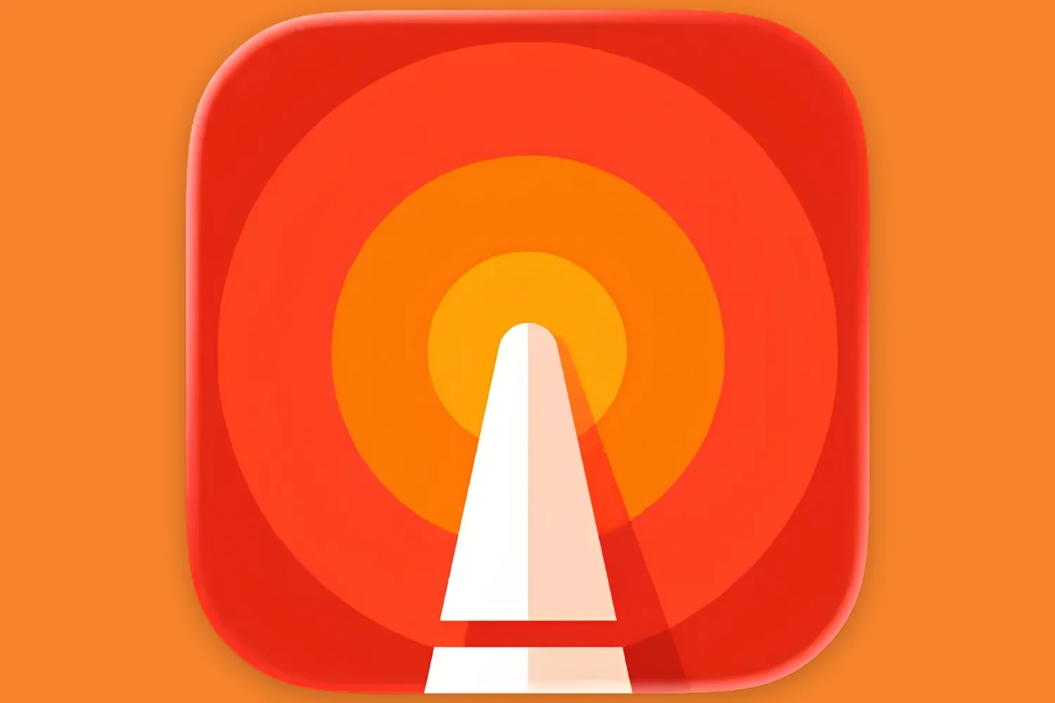 Linea app icon with a white pencil tip over orange and red concentric circles