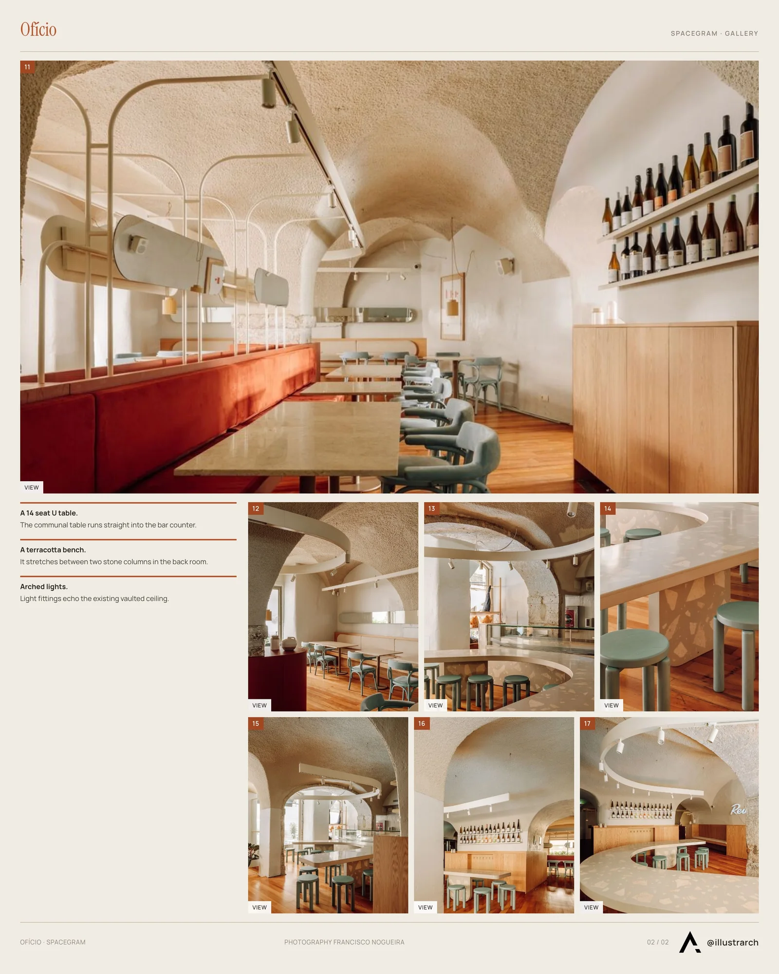 Second presentation board sheet for Ofício, Tasco Atípico Restaurant by Spacegram, laying out the project drawings and images on one page