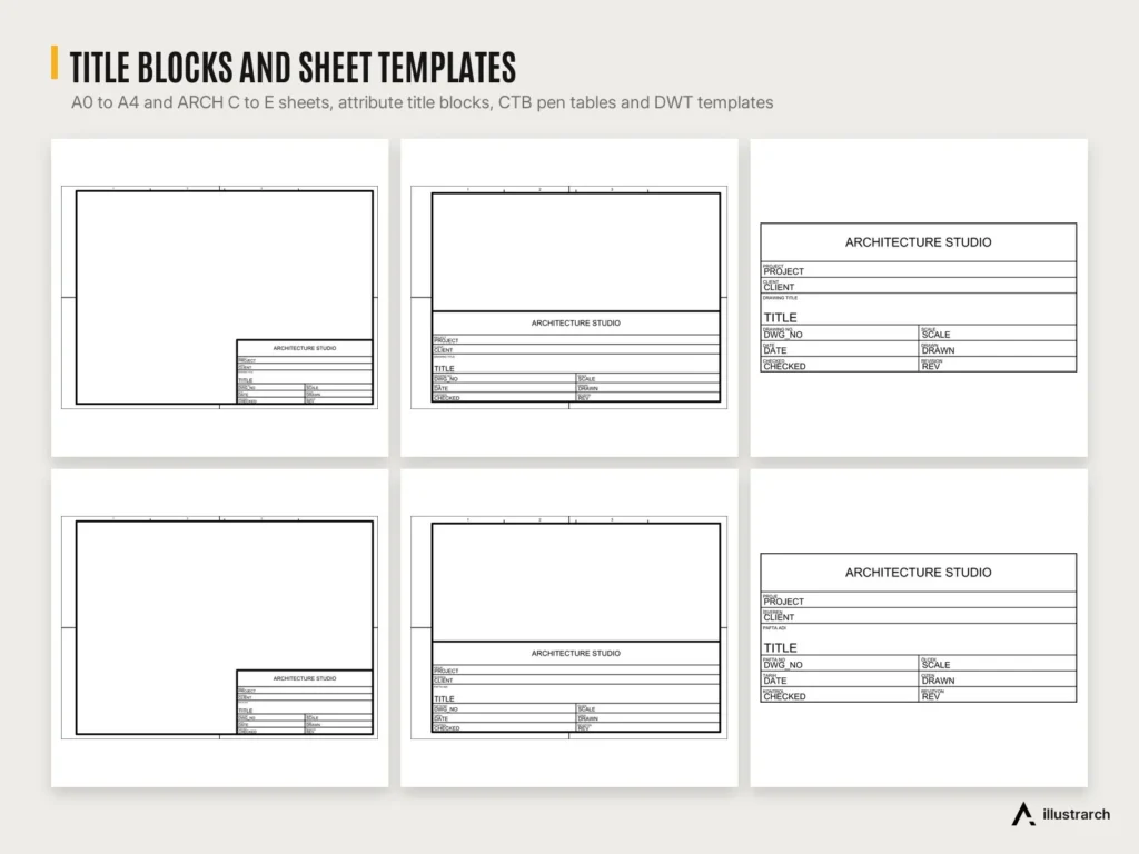 CAD Mega Library preview: title blocks and sheets