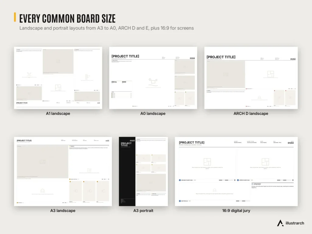 Presentation Board Mega Pack preview: board sizes