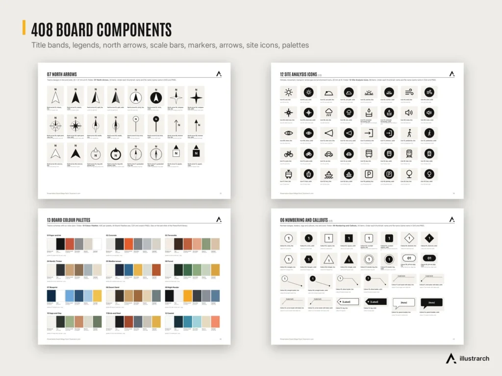 Presentation Board Mega Pack preview: board components