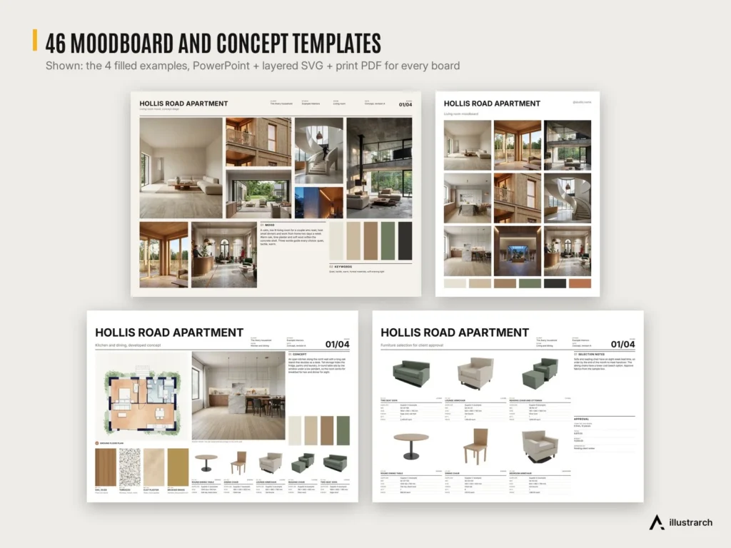 Interior Design Mega Pack preview: filled boards