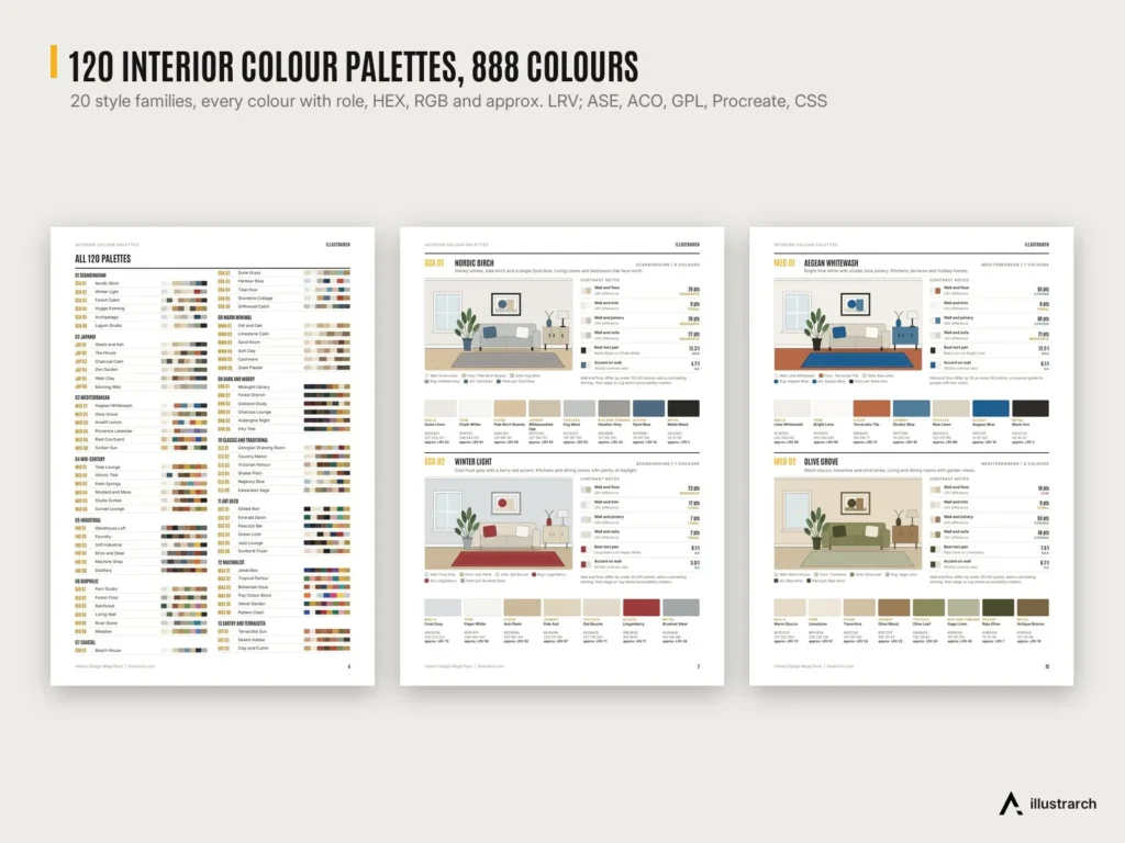 Interior Design Mega Pack preview: colour palettes