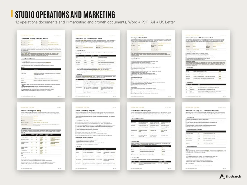 Architect's Office Mega Kit preview: operations and marketing documents