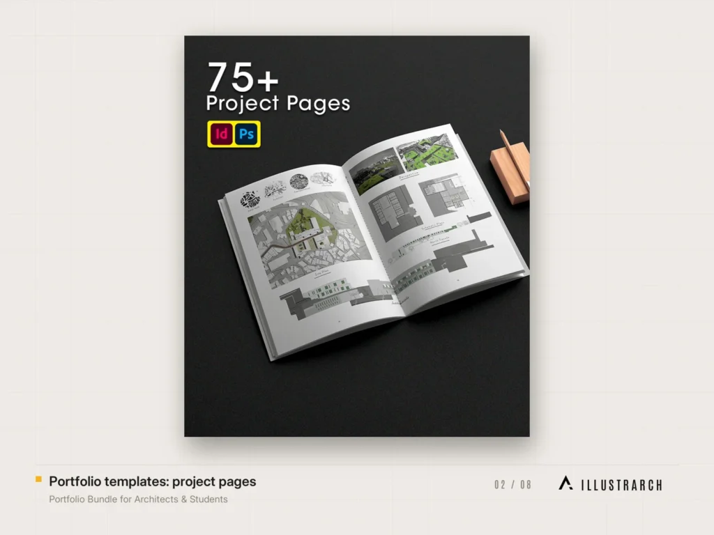 Portfolio Bundle for Architects & Students: portfolio templates project pages
