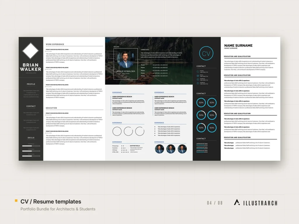 Portfolio Bundle for Architects & Students: cv resume templates