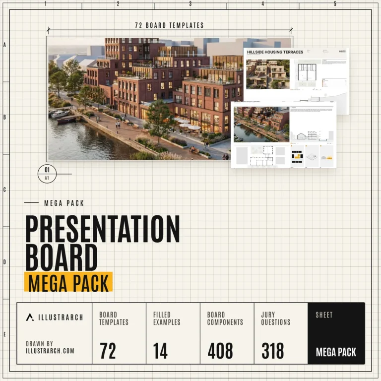 Presentation Board Mega Pack 72 Board Templates, 14 Filled Examples, 408 Components and a Jury Kit cover