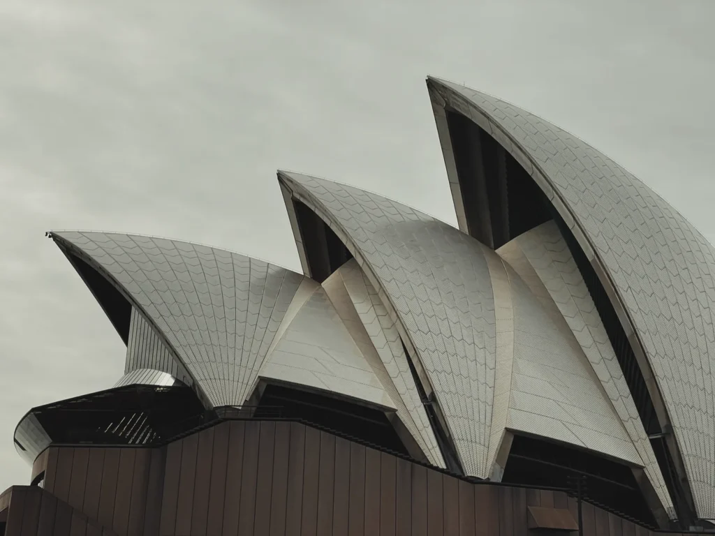 Tiled concrete shell roofs of the Sydney Opera House, an example of shell structure in architecture