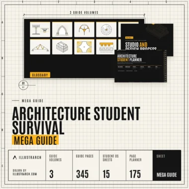 🎒 Architecture Student Survival Mega Guide | 3 Volumes, 345 Pages, Student OS Planner, 10 Shortcut Posters, 1,110 Term Glossary