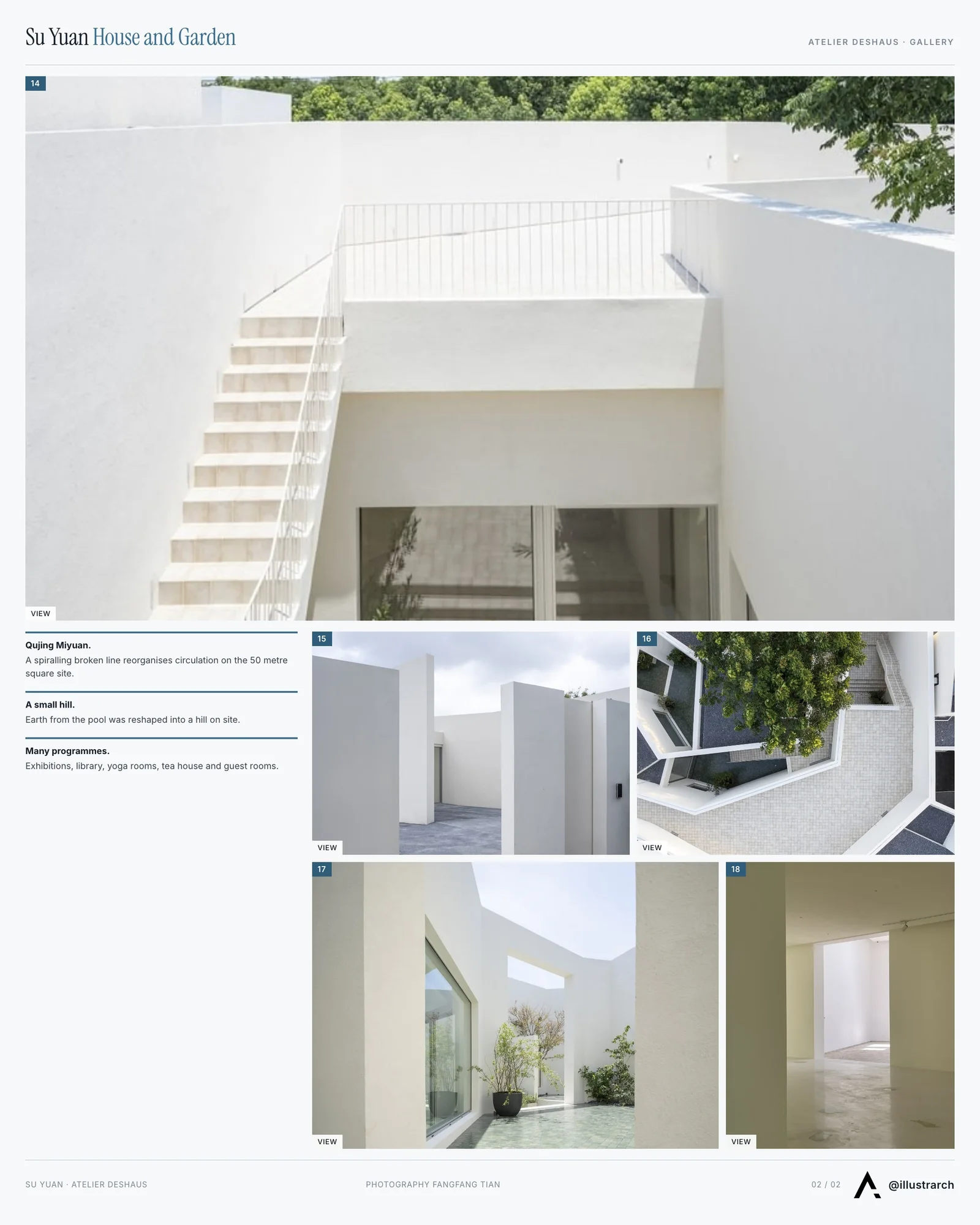 Second presentation board sheet for Su Yuan, House and Garden by Atelier Deshaus, laying out the project drawings and images on one page