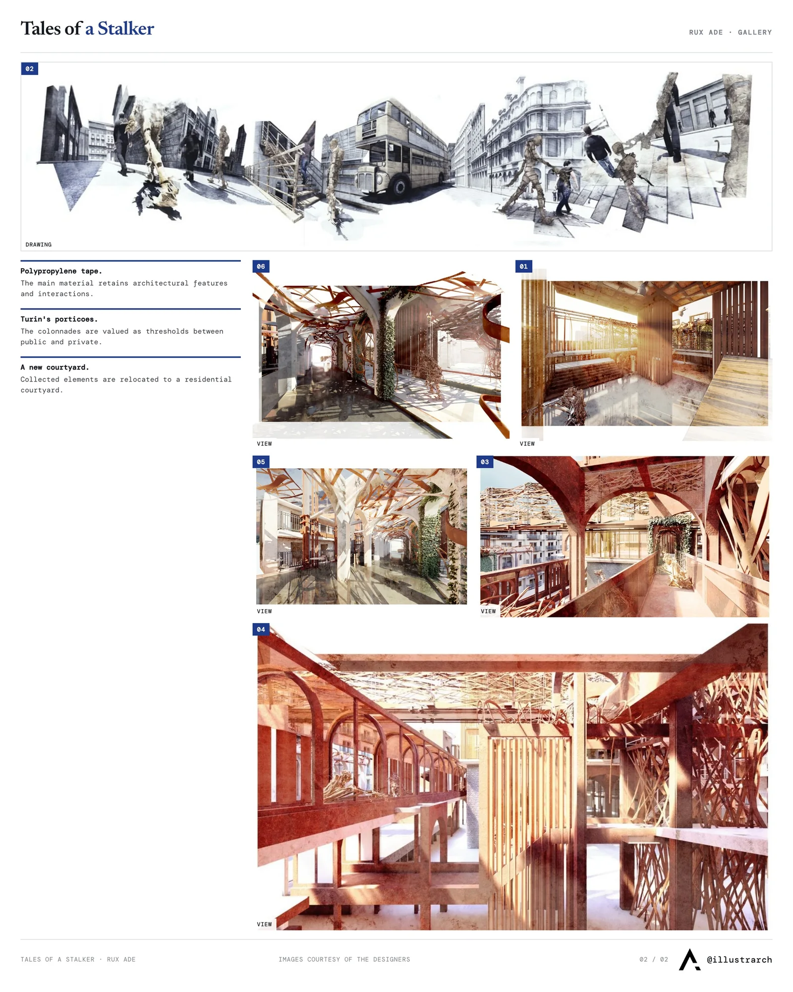 Second presentation board sheet for Tales of a Stalker, laying out the project drawings and images on one page