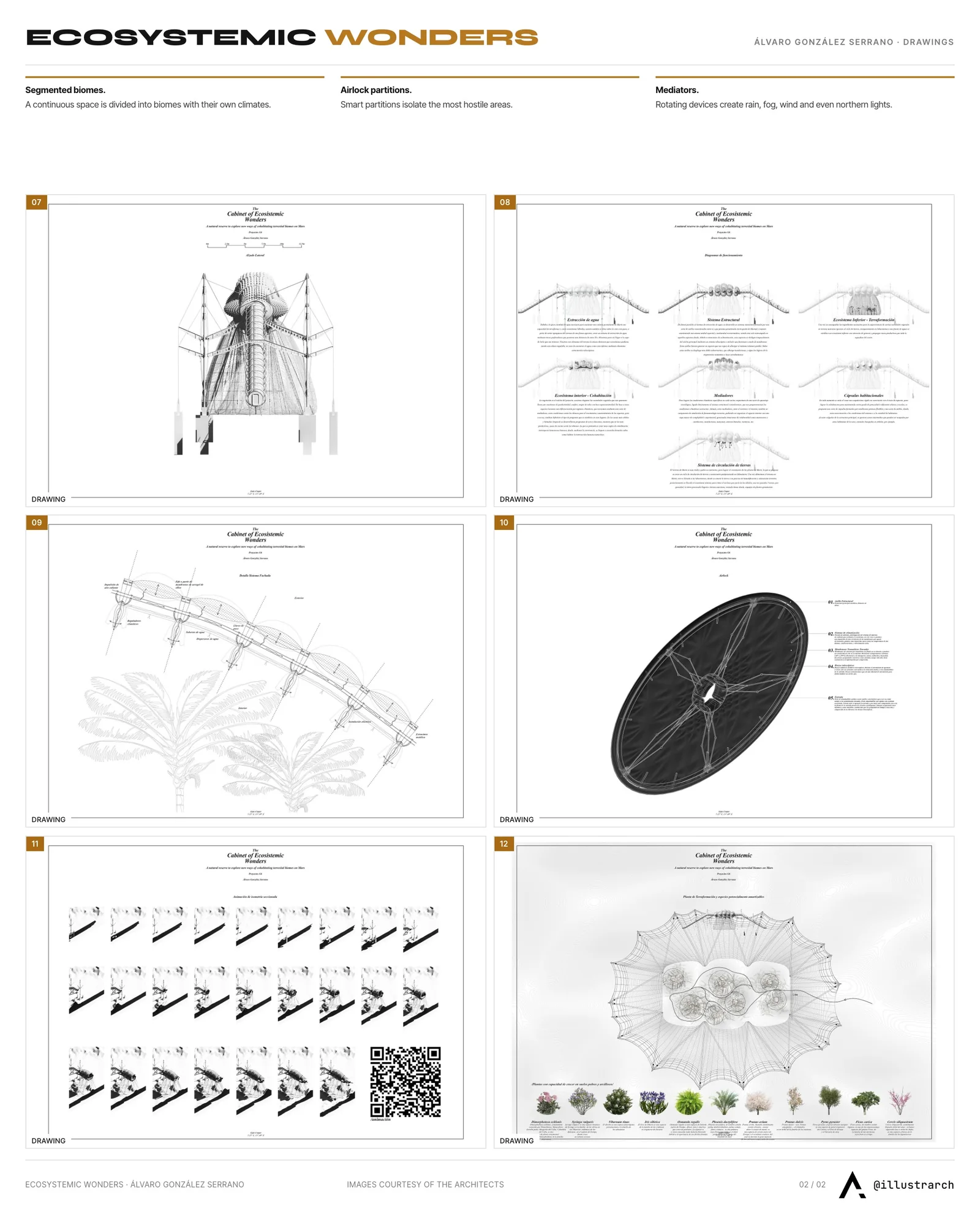 Second presentation board sheet for The Cabinet of Ecosystemic Wonders, laying out the project drawings and images on one page