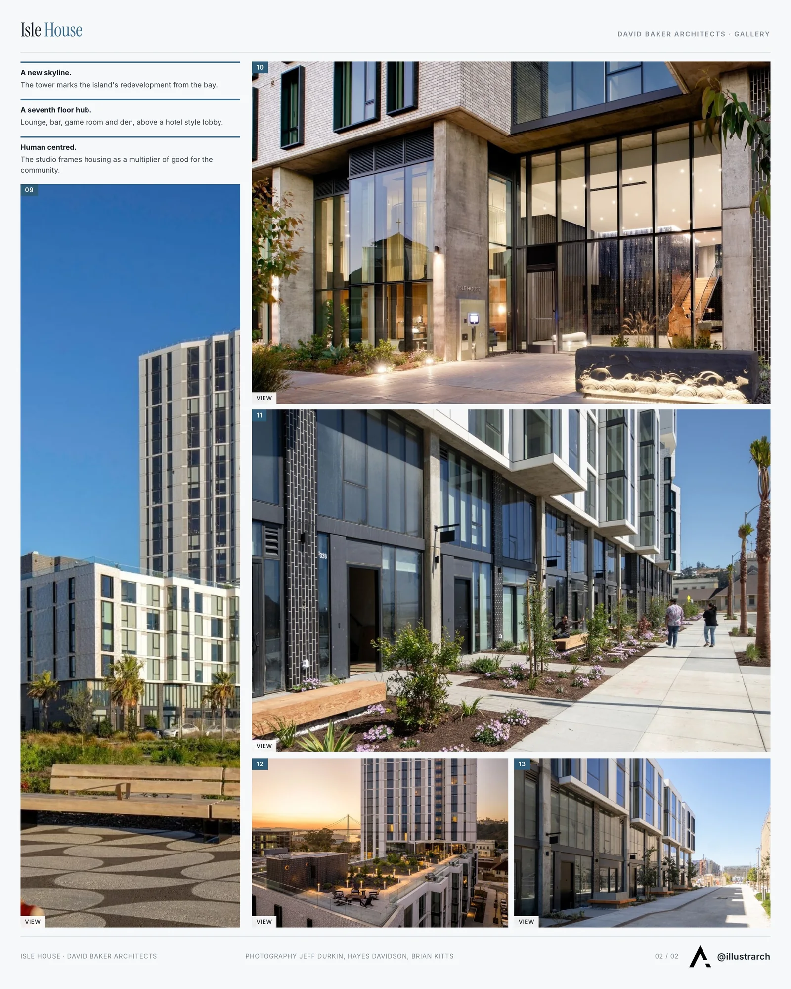 Second presentation board sheet for San Francisco's Treasure Island with the Tallest Residential Tower by David Baker Architects, laying out the project drawings and images on one page