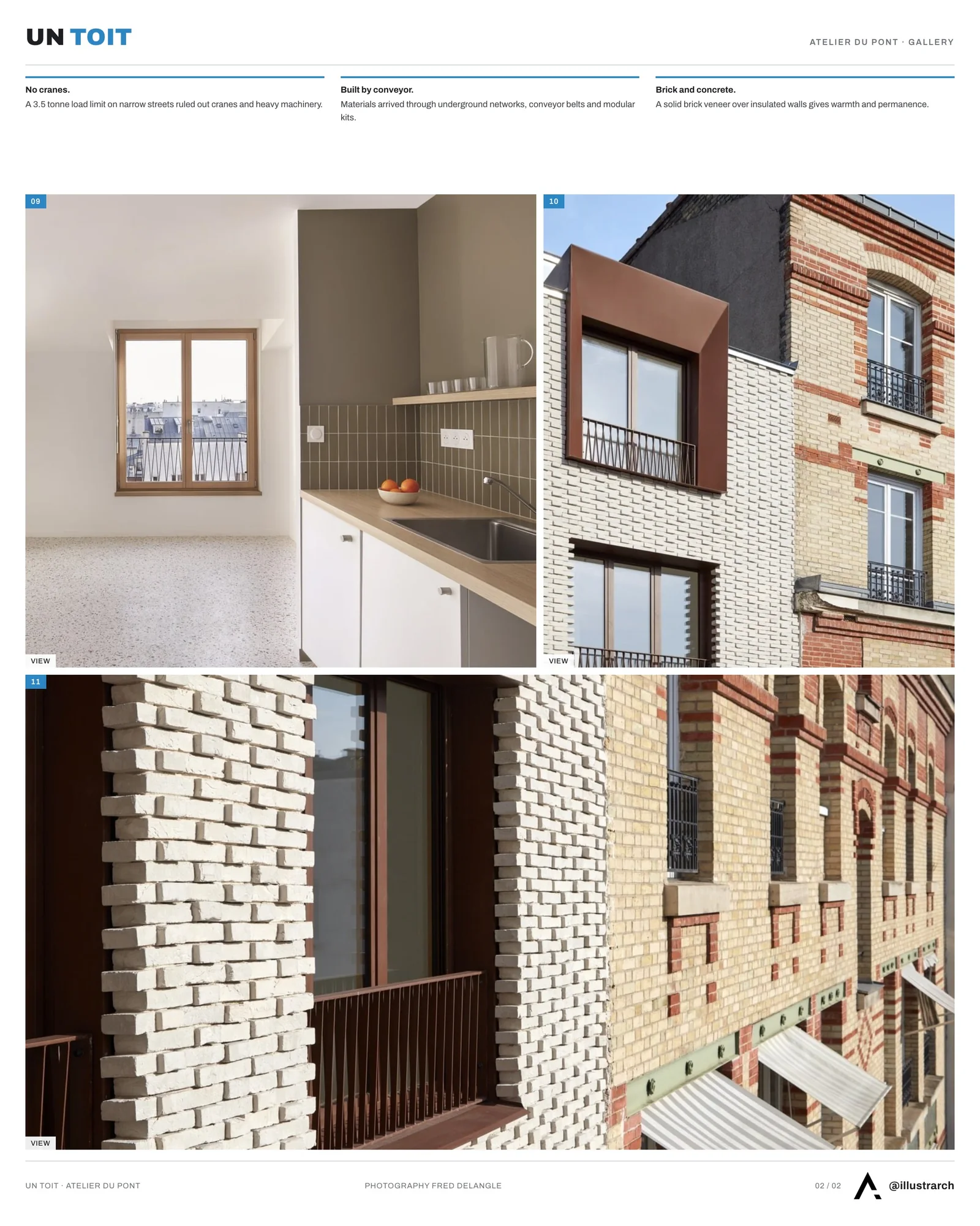Second presentation board sheet for Un Toit - Parisian Residence by Atelier du Pont, laying out the project drawings and images on one page